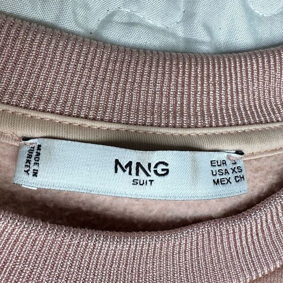 MNG Suit Blush Pink Minimalist Crewneck Sweatshirt Relaxed Fit Pullover XS - Picture 5 of 7